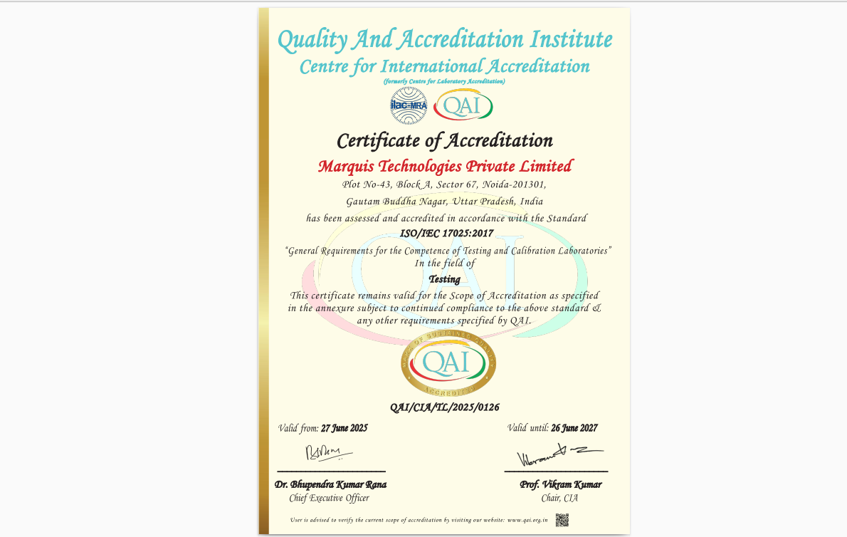 Preview of QAI Certificate